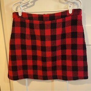Persun Plaid Red and Black A-line skirt Size 12 fall fashion cozy looks